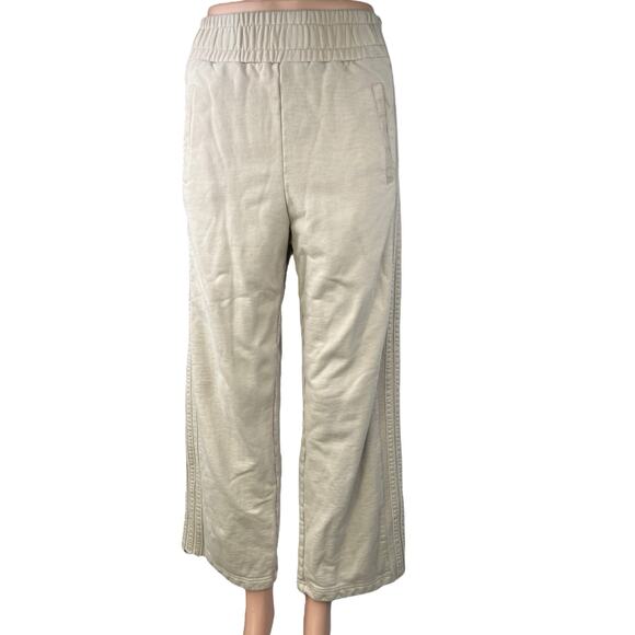 NAP Beige Elastic High Waist Wide Leg Pull On Lounge Wear Trouser Sweat Pants S - Picture 1 of 5